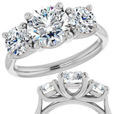 Round Three-Stone Moissanite Engagement Ring