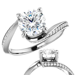 Round Designer Scroll Moissanite Engagement Ring