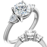 Round & Pear Moissanite 3-Stone Ring