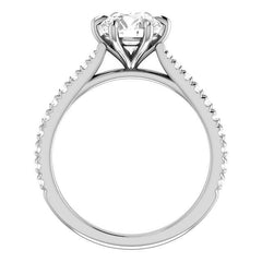 Cathedral Round Brilliant Moissanite Eng Ring with Claw Prongs