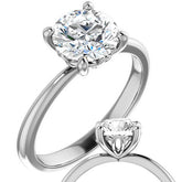 Round Moissanite Solitaire with Scroll Accent Basket Design