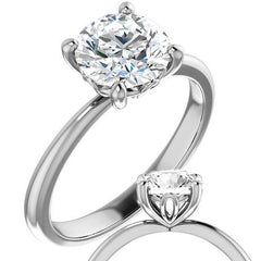 Round Moissanite Solitaire with Scroll Accent Basket Design