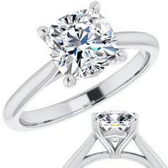 Cushion Cut Moissanite Cathedral Solitaire