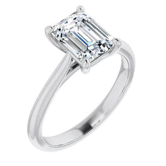 Emerald / Radiant Cut Moissanite Cathedral Solitaire