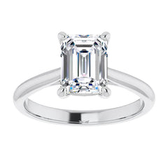 Emerald / Radiant Cut Moissanite Cathedral Solitaire