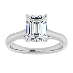 Emerald / Radiant Basket Solitaire with Scroll Accents