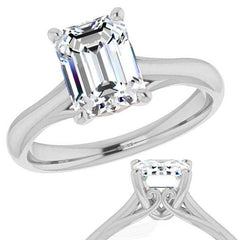 Emerald / Radiant Basket Solitaire with Scroll Accents