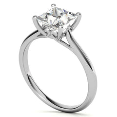 Princess cut Basket Solitaire with Scroll Accents