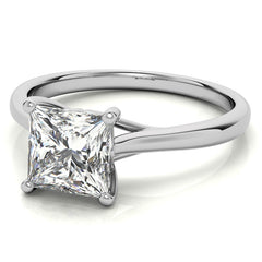 Princess cut Basket Solitaire with Scroll Accents