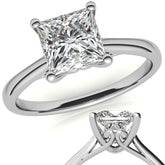 Princess cut Basket Solitaire with Scroll Accents