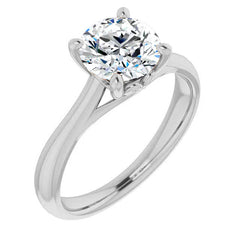 Round Brilliant Moissanite Basket Solitaire with Scroll Accents