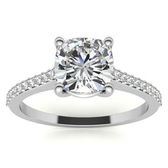Cushion Accented Engagement Ring