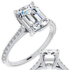 Emerald / Radiant cut Moissanite Engagement Ring