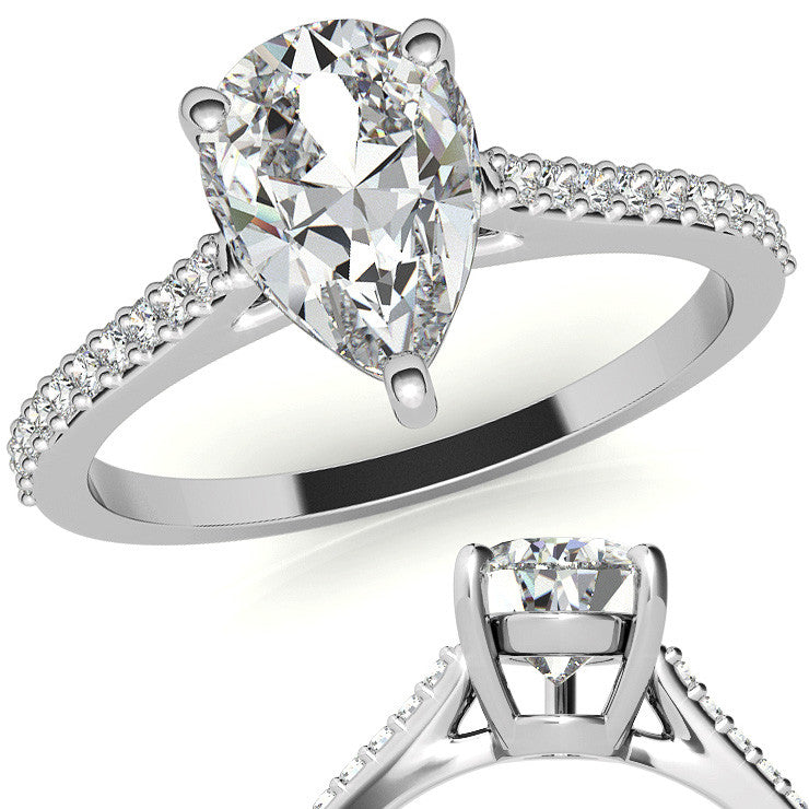 Pear Accented Engagement Ring