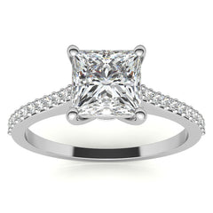 Princess cut Accented Engagement Ring