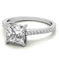 Princess cut Accented Engagement Ring