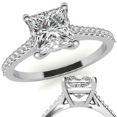 Princess cut Accented Engagement Ring