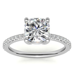 Cushion Moissanite Petite Basket Engagement Ring