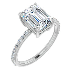 Emerald / Radiant Moissanite Petite Basket Engagement Ring
