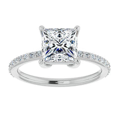 Princess cut Moissanite Petite Basket Engagement Ring