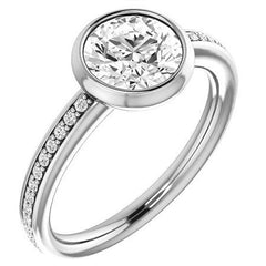 Round Accented Bezel Moissanite Engagement Ring