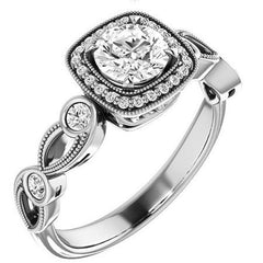 Round Sculptural Moissanite Engagement Ring