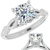 Cushion Moissanite Sculptural Styled Solitaire Ring