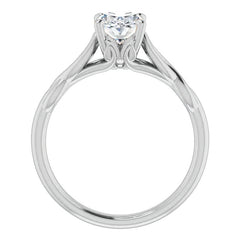 Oval Moissanite Sculptural Styled Solitaire Ring
