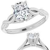 Oval Moissanite Sculptural Styled Solitaire Ring