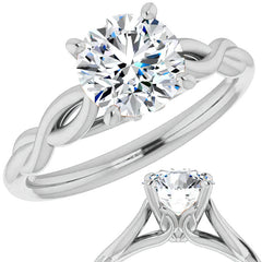 Round Brilliant Moissanite Sculptural Styled Solitaire Ring
