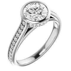 Round Bezel Cathedral Engagement Ring