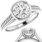Round Bezel Cathedral Engagement Ring