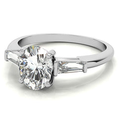 Oval & Baguette Moissanite Engagement Ring