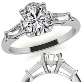 Oval & Baguette Moissanite Engagement Ring