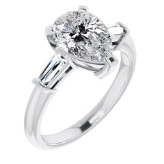 Pear & Baguette Moissanite Engagement Ring