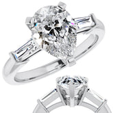 Pear & Baguette Moissanite Engagement Ring