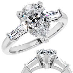 Pear & Baguette Moissanite Engagement Ring