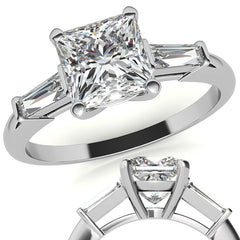 Princess & Baguette Moissanite Engagement Ring