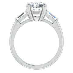 Round & Baguette Moissanite Engagement Ring