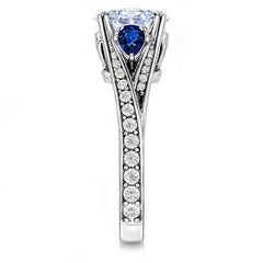 Oval Cut Moissanite & Pear Gemstone Engagement Ring
