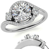 Accented Bypass Halo Engagement Ring
