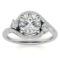 Accented Bypass Halo Engagement Ring