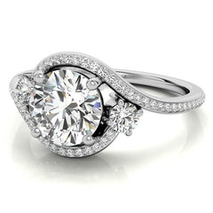 Accented Bypass Halo Engagement Ring