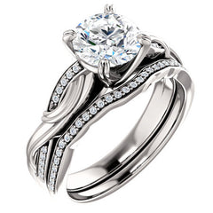 Round Moissanite Infinity Accented Engagement Ring
