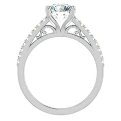 Round Cathedral Engagement Ring with Scroll Accents