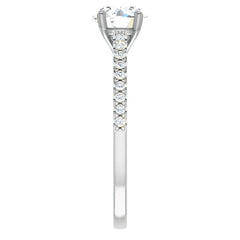 Round Cathedral Engagement Ring with Scroll Accents