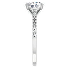 Oval Cathedral Engagement Ring with Scroll Accent