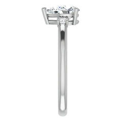 Pear Three-Stone Engagement Ring with Scroll Accent
