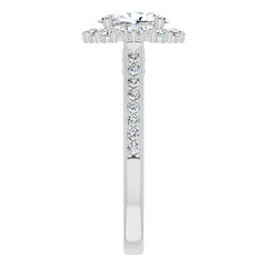 Oval Scroll Halo Engagement Ring with Surprise Diamonds