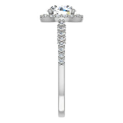 Round Ornate Halo Engagement Ring with Scroll Accent